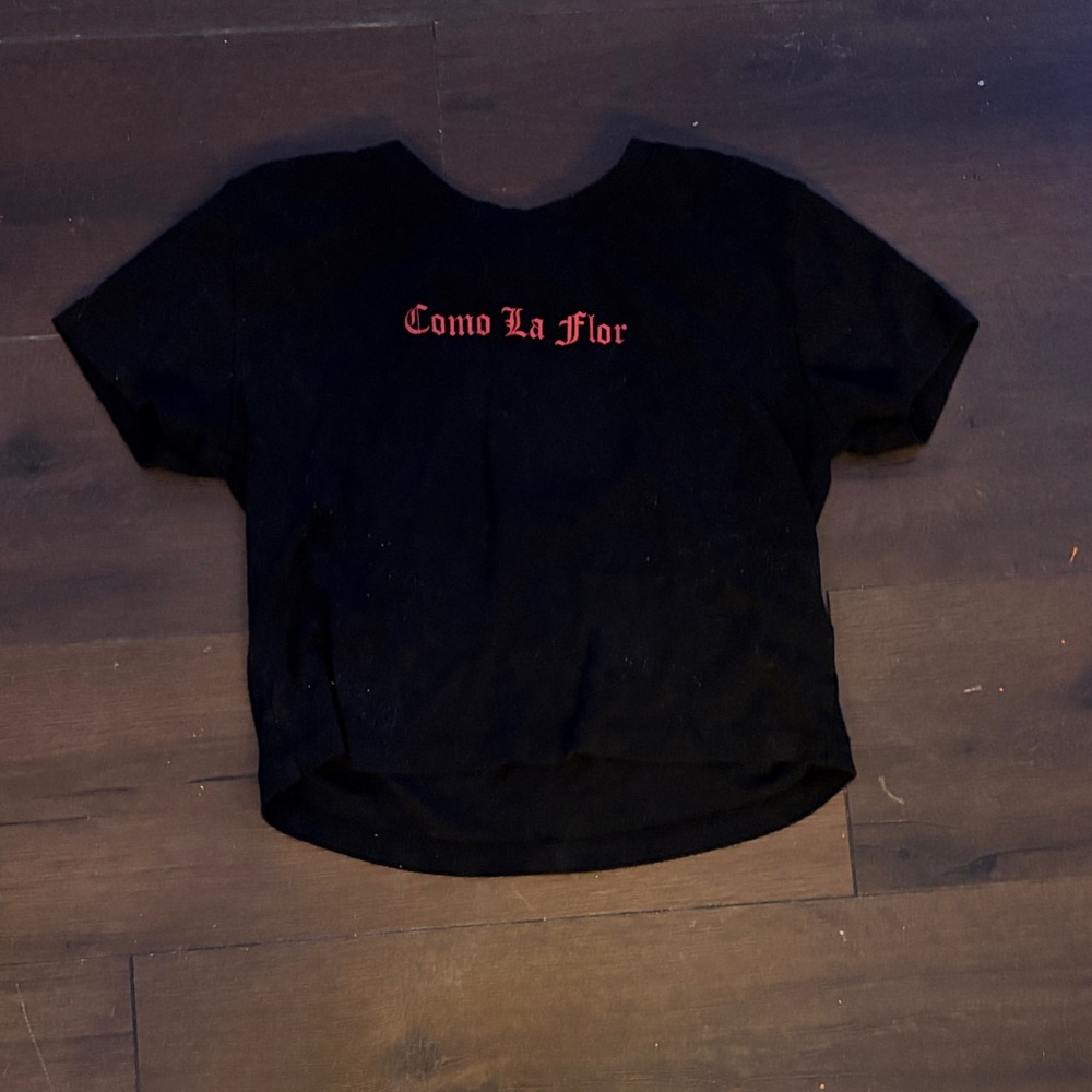 Black Crop Top with Red Text